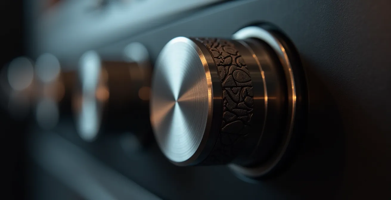 Détail macro des boutons de commande d'un four encastrable